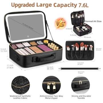 saiggnyy 15“×11“Professional Makeup Train Case,Large Waterproof Travel Makeup bag with Mirror a...