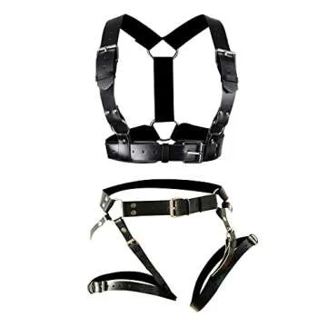 Furealux Women Punk Leather Body Belt Suspenders Lingerie Gothic Garter Belts Sexy Adjustable Waist Belts for Party Women and Girls