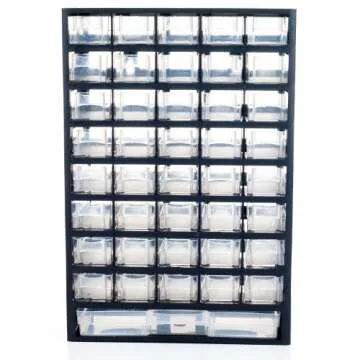 Storage Bin with Drawers - 41-Drawer Plastic Tool Organizer - Hardware or Craft Cabinet for Storing Beads, Toys, or Nuts and Bolts by Stalwart (Black)