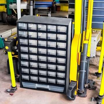 Storage Bin with Drawers - 41-Drawer Plastic Tool Organizer - Hardware or Craft Cabinet for Storing Beads, Toys, or Nuts and Bolts by Stalwart (Black)