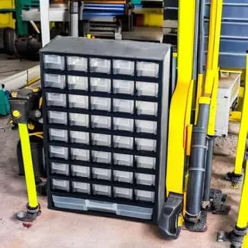 Storage Bin with Drawers - 41-Drawer Plastic Tool Organizer - Hardware or Craft Cabinet for Storing Beads, Toys, or Nuts and Bolts by Stalwart (Black)