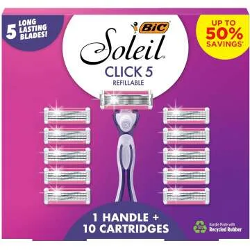 BIC Click 5 Soleil Women's Disposable Razors Set - 5 Blades For Smoother Shave