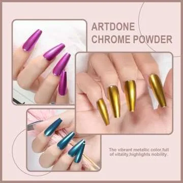 Artdone Chrome Nail Powder Kit - 12 Jars of Stunning Colors