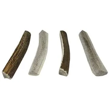 Deluxe Naturals Elk Antler Chews for Dogs | Naturally Shed USA Collected Elk Antlers | All Natural A-Grade Premium Elk Antler Dog Chews | Product of USA, 4-Pack Medium Split