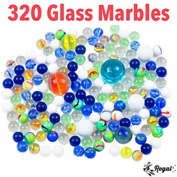 Regal Games 160 Count Variety of Glass Marbles with Tin