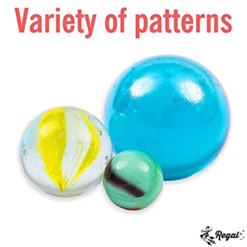 Regal Games 160 Count Variety of Glass Marbles with Tin