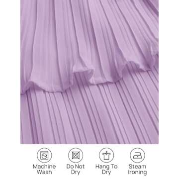 ZESICA Women's 2025 Long Sleeve Crew Neck Ruffle Tiered Layered Chiffon Flowy Swing 2025 Long Midi Dress,Purple,Medium