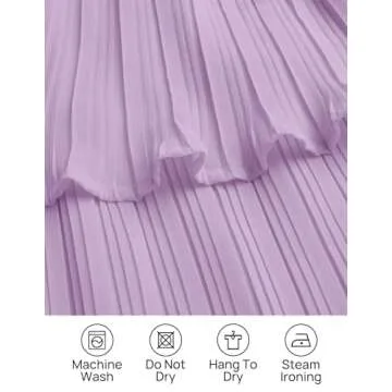 ZESICA Women's 2025 Long Sleeve Crew Neck Ruffle Tiered Layered Chiffon Flowy Swing 2025 Long Midi Dress,Purple,Medium