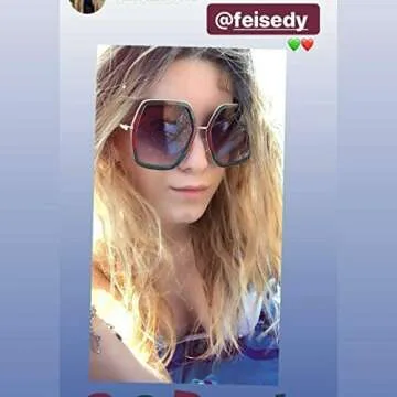 FEISEDY Oversized Retro Square Sunglasses for Women