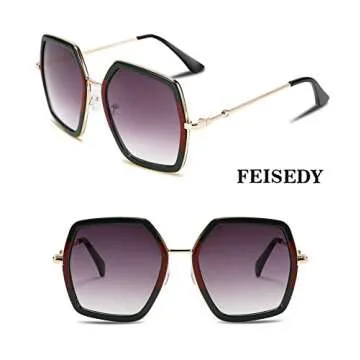 FEISEDY Oversized Retro Square Sunglasses for Women