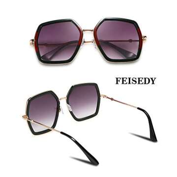 FEISEDY Oversized Retro Square Sunglasses for Women