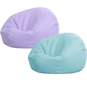 Sliner 2 Pcs Stuffed Animal Storage Bean Bag Chair Cover for Kids Adults (no Filler) Large Stuffable...
