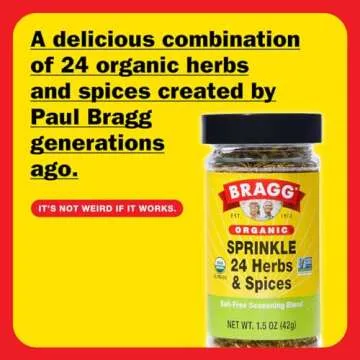 Bragg Organic Sprinkle Seasoning - 24 Herbs & Spices - Sodium-Free, Versatile Blend