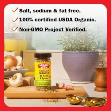 Bragg Organic Sprinkle Seasoning - 24 Herbs & Spices - Salt-Free