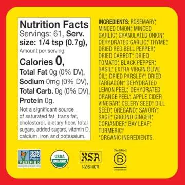 Bragg Organic Sprinkle Seasoning - 24 Herbs & Spices - Salt-Free