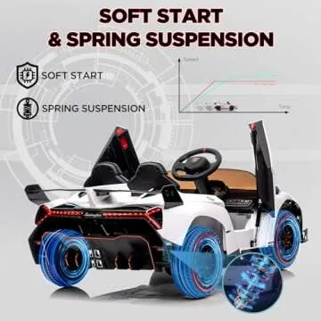 12V Ride on Car, GAOMON Licensed Lamborghini Veneno Electric Car for Kids w/Remote Control, 3 Speeds, Hydraulic Doors, Led Headlights, Rocking & Music, Battery Powered Sports Car for Boys Girls, White