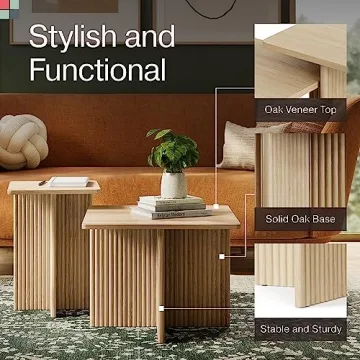 Stead Fluted Nesting Coffee Table Set - Modern Decor