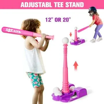 TOY Life Tball Set for Kids 3-5 T Ball Toddler Baseball Set Girls T Ball Sets for Kids 5-8 Tball Bat Tee Ball Sets for Kids 3-5 Tball Set for Toddlers 1-3 Outdoor Toddler Toys 6 T-Balls Glove