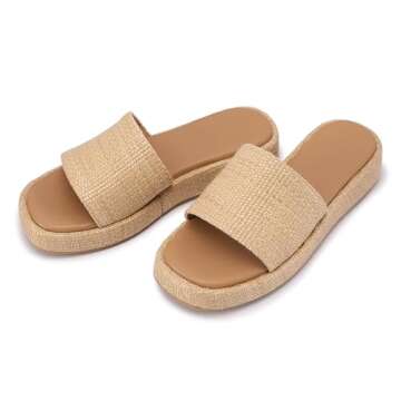 LUXMUWA Women’s Raffia Sandals - Platform Wedge Espadrilles for Summer 2025