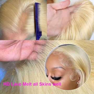 Tuneful 250% Density HD 613 Lace Front Wig Human Hair 13x4 Straight Blonde Lace Front Wigs Human Hair Pre Plucked 613 Frontal Wig Brazilian Virgin Hair for Black Women (24 Inch, Blonde Wigs)