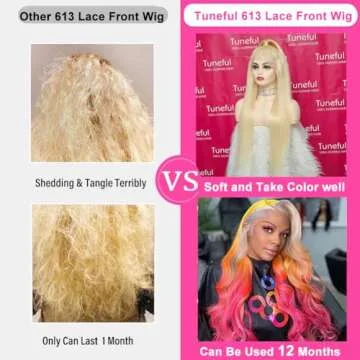 Tuneful 250% Density HD 613 Lace Front Wig Human Hair 13x4 Straight Blonde Lace Front Wigs Human Hair Pre Plucked 613 Frontal Wig Brazilian Virgin Hair for Black Women (24 Inch, Blonde Wigs)