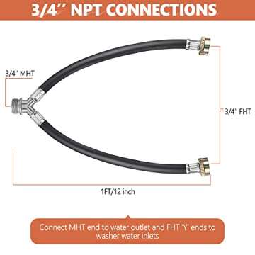 Dreyoo Y Hose Connector for Hot & Cold Water Supply