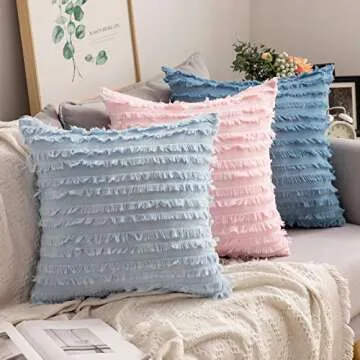 MIULEE Set of 2 Decorative Pillow Covers 18x18 Light Blue