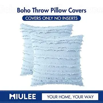 MIULEE Set of 2 Decorative Pillow Covers 18x18 Light Blue