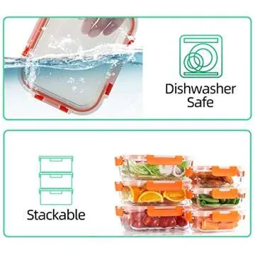 Glass Meal Prep Containers 10-Pack - Airtight & Stylish