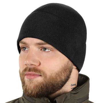 M-Tac Fleece Watch Cap - Tactical Beanie Hat Winter Skull Cap Cold Weather (Black, M)