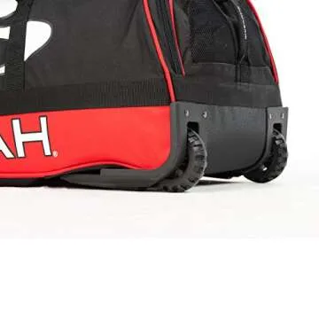 Boombah Brute Rolling Bat Bag - 35" x 15" x 12-1/2" - Black/Red - Holds 4 Bats and Room for Gear - Wheeled Bag