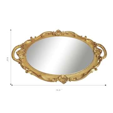 XPXKJ Vintage Mirror Tray Gold Framed Wall Mirror- Antique Decor for Home & Baroque Rooms - Cute Jew...