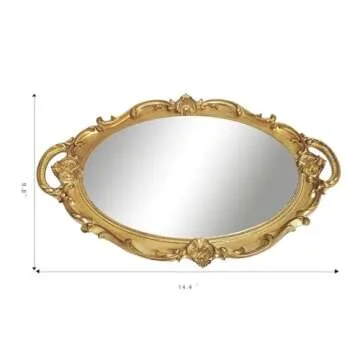 XPXKJ Vintage Mirror Tray Gold Framed Wall Mirror- Antique Decor for Home & Baroque Rooms - Cute Jew...