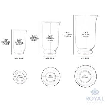 Royal Imports Hurricane Pillar Candle Holder, Clear Glass Flower Vase, Terrarium Planter, Decorative Centerpiece - Use for Floating Tealights, Wedding, Home Display, Holiday - 3 Pc Set, 6", 8" 10"