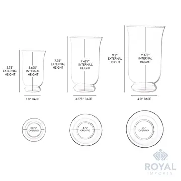 Royal Imports Hurricane Pillar Candle Holder, Clear Glass Flower Vase, Terrarium Planter, Decorative Centerpiece - Use for Floating Tealights, Wedding, Home Display, Holiday - 3 Pc Set, 6", 8" 10"