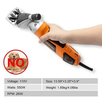 BEETRO 550W Electric Professional Sheep Shears for Livestock and Animal Grooming, 6-Speed Heavy Duty...