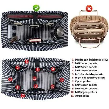 ABAMERICA The Tote Bag for Women Large Work Tote Bags Embroidery With 8/13 Pockets Zipper for Travel School Design from USA (B05- Embroidery Star Green)