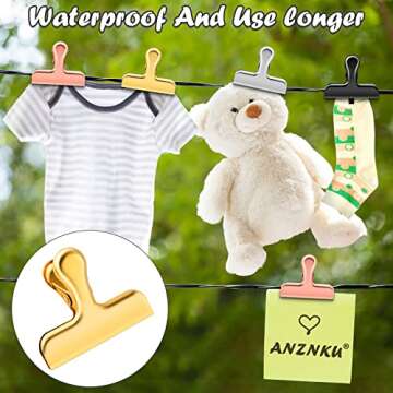 6 Packs Gold Chip Clips Bag Clips Food Clips, Bag Clips for Food, Clips for Food Packages, Air Tight Seal Kitchen Clips Snack Clips Bag Clips