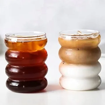 Ework4U 14oz Drinking Glass Set with Glass Straws