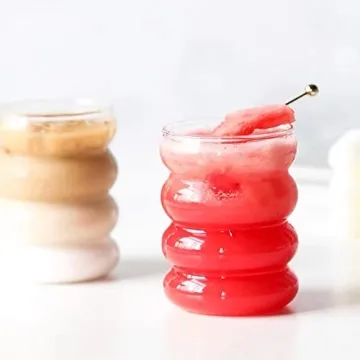 Ework4U 14oz Drinking Glass Set with Glass Straws