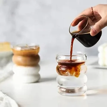 Ework4U 14oz Drinking Glass Set with Glass Straws