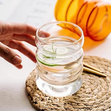 Ework4U 14oz Drinking Glass Set with Glass Straws