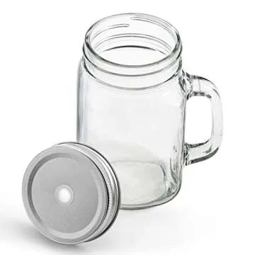 Tosnail 6 Pack Mason Jar Mugs with Handles and Straws