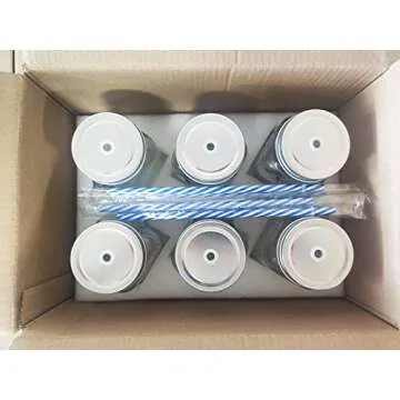 Tosnail 6 Pack Mason Jar Mugs with Handles and Straws