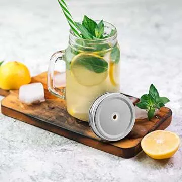 Tosnail 6 Pack Mason Jar Mugs with Handles and Straws