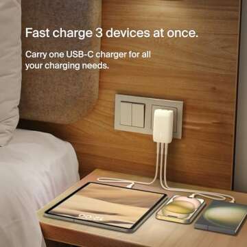 Belkin BoostCharge 3-Port USB-C Wall Charger with PPS 67W, USB-C PD 3.1 Enabled Fast Charging iPhone...