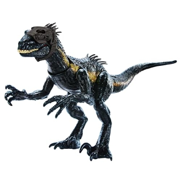 Mattel Jurassic World Track 'n Attack Dinosaur Action Figure, Indoraptor Toy with Lights, Sound, Mot...