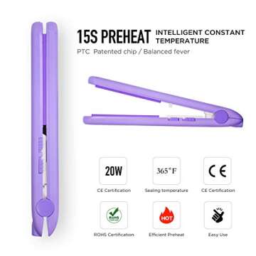 Food Bag Heat Sealer Handheld, Portable Mini Sealing Machine for Bag Food Storage, Double Smart Switches on the Side with 47 inch Separate Type Power Cable (Purple)