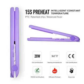 Food Bag Heat Sealer Handheld, Portable Mini Sealing Machine for Bag Food Storage, Double Smart Switches on the Side with 47 inch Separate Type Power Cable (Purple)