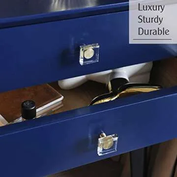 JEREVER 6 Pack Glass Crystal Knobs Brass Drawer Pull Cabinet Handle Gold Furniture Hardware for Dresser Kitchen (Square)